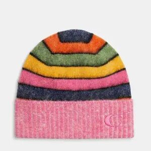 Coach Colorful Striped Knit wool beanie Hat